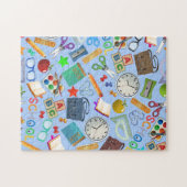Collage van schoolbenodigdheden legpuzzel (Horizontaal)