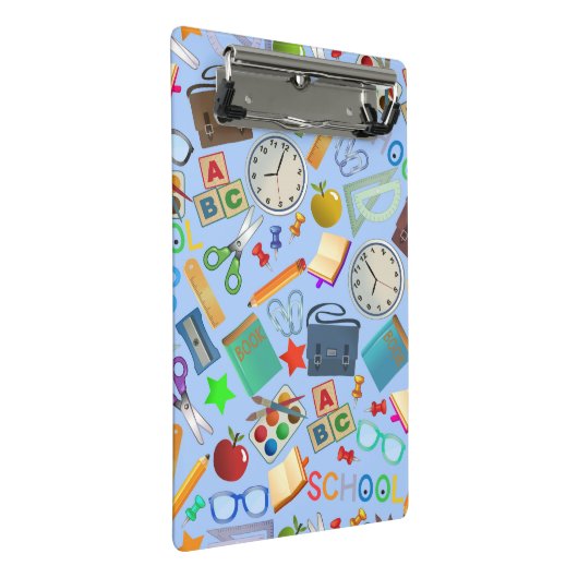 Collage van schoolbenodigdheden mini klembord (Schuin)