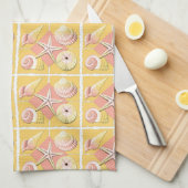 Collage van Seashells Shades of Gold & Roze Theedoek (Quarter Fold)