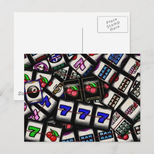 Collage van sleufmachineleesjes briefkaart (Voorkant / Achterkant)