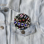 Collage van sleufmachineleesjes ronde button 7,6 cm (In situ)