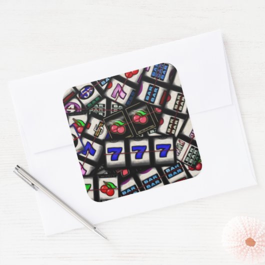 Collage van sleufmachineleesjes vierkante sticker (Envelop)