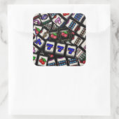 Collage van sleufmachineleesjes vierkante sticker (Tas)