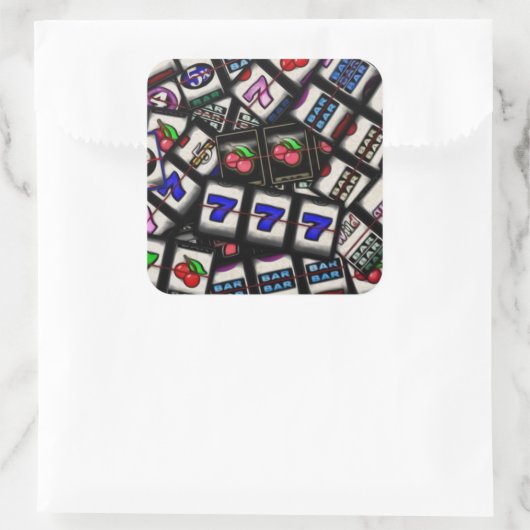 Collage van sleufmachineleesjes vierkante sticker (Tas)