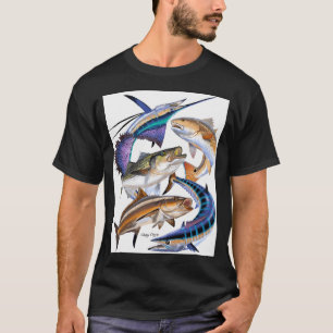 Collage van sportvissen t-shirt