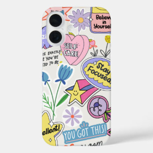 collage van Sticker voor positieve bevestiging iPhone 16 Hoesje