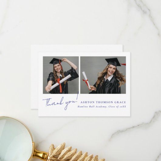 Collage van twee foto's modern design bedankkaart (Voorkant / Achterkant in situ)