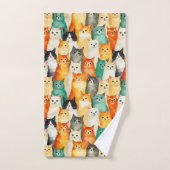 Collage van Waterverf Cats Pattern Bad Handdoek (Handdoek)