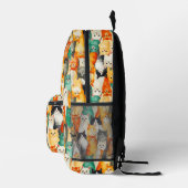 Collage van Waterverf Cats Pattern Bedrukte Rugzak (Rechts)