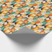 Collage van Waterverf Cats Pattern Cadeaupapier (Hoek)