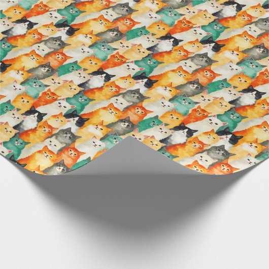 Collage van Waterverf Cats Pattern Cadeaupapier (Hoek)