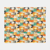 Collage van Waterverf Cats Pattern Fleece Deken (Voorkant (Horizontaal))