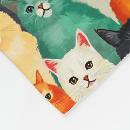 Collage van Waterverf Cats Pattern Fleece Deken (Hoek)