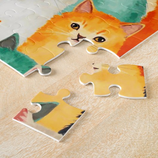 Collage van Waterverf Cats Pattern Legpuzzel (Zijkant)