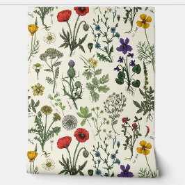 Collage van wilde bloemen behang