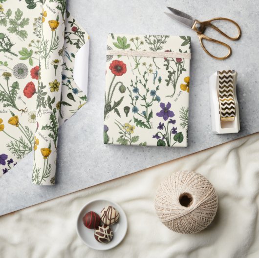 Collage van wilde bloemen cadeaupapier (Crafts)