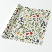 Collage van wilde bloemen cadeaupapier (Uitgerold)