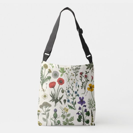 Collage van wilde bloemen crossbody tas (Voorkant)