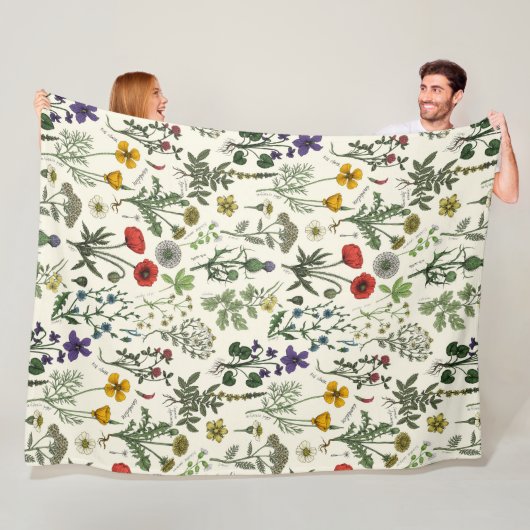 Collage van wilde bloemen fleece deken (In situ)