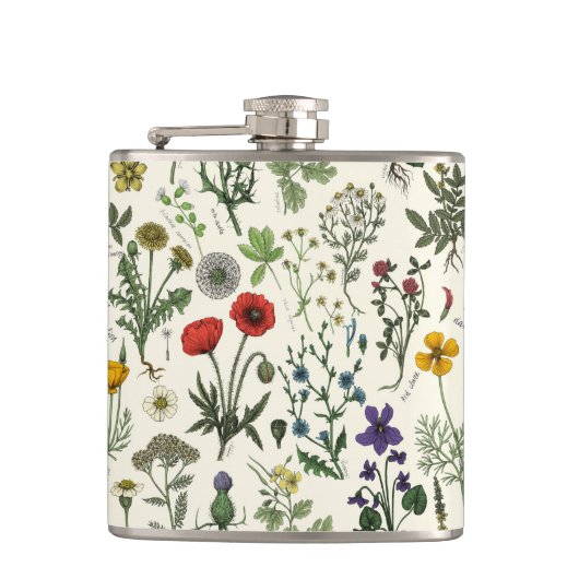 Collage van wilde bloemen heupfles (Voorkant)
