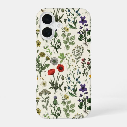 Collage van wilde bloemen iPhone 16 hoesje (Achterkant)