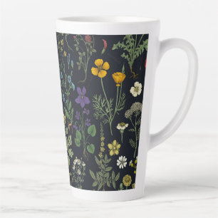Collage van wilde bloemen latte mok