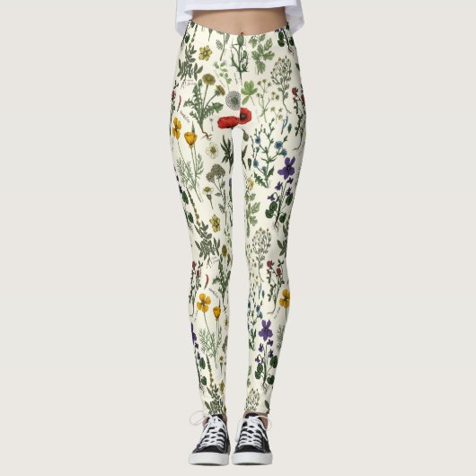 Collage van wilde bloemen leggings (Voorkant)