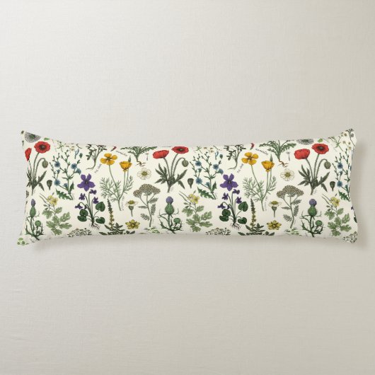 Collage van wilde bloemen lichaamskussen (Voorkant)