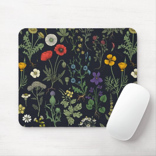 Collage van wilde bloemen muismat (Met muis)