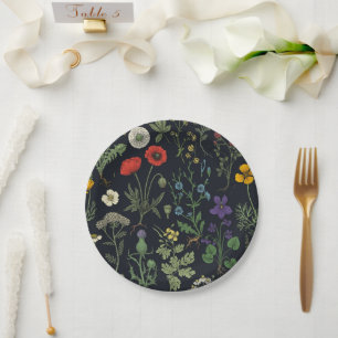 Collage van wilde bloemen papieren bordje