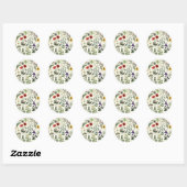 Collage van wilde bloemen ronde sticker (Vel)
