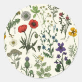 Collage van wilde bloemen ronde sticker (Voorkant)