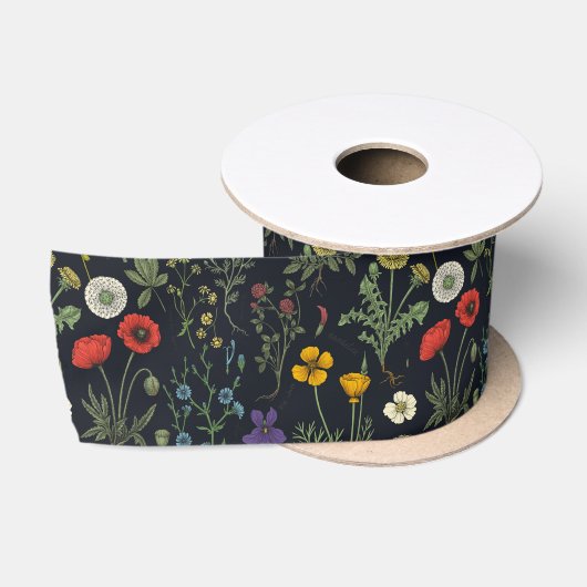 Collage van wilde bloemen satijnen lint (Spoel)