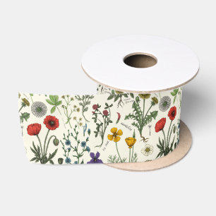 Collage van wilde bloemen satijnen lint