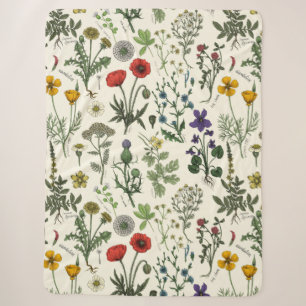 Collage van wilde bloemen sherpa deken