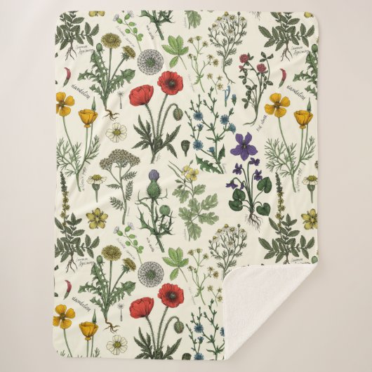 Collage van wilde bloemen sherpa deken (Voorkant)