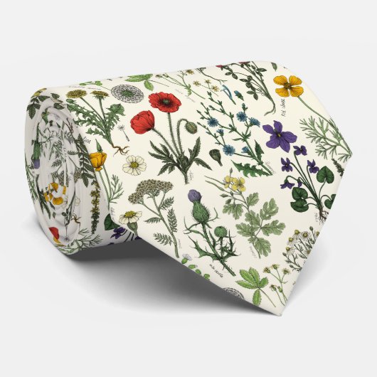Collage van wilde bloemen stropdas (Opgerold)