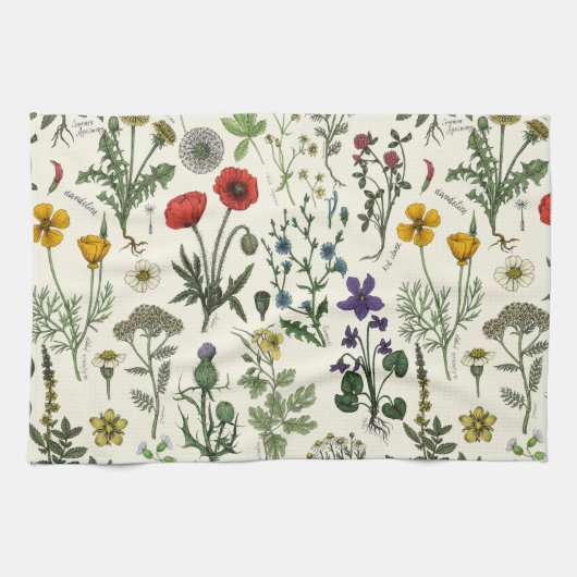Collage van wilde bloemen theedoek (Horizontaal)