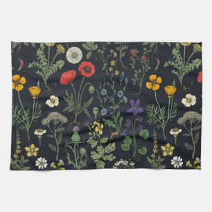 Collage van wilde bloemen theedoek