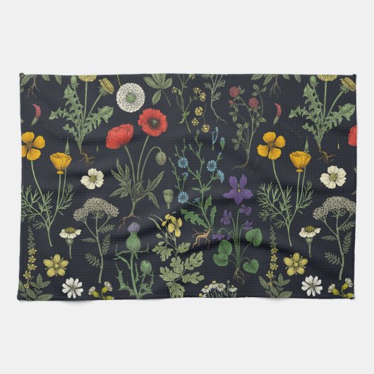 Collage van wilde bloemen theedoek (Horizontaal)