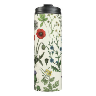 Collage van wilde bloemen thermosbeker