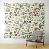 Collage van wilde bloemen wandkleed (In Situ (horizontaal))