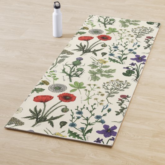 Collage van wilde bloemen yogamat (In situ)