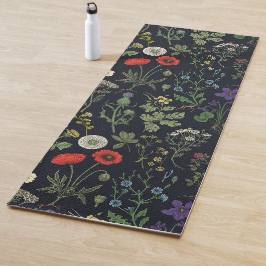 Collage van wilde bloemen yogamat (In situ)