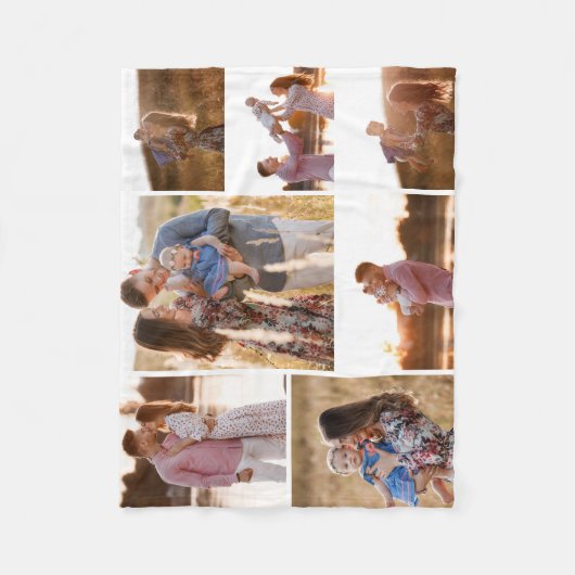 Collage van zeven gepersonaliseerde fotodeken fleece deken (Voorkant)