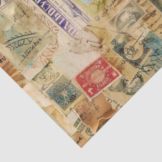 Collage verouderde porto efemera tissuepapier (Detail)