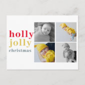 Collage Vier Foto's | Colorful Holly Jolly Briefkaart (Voorkant)