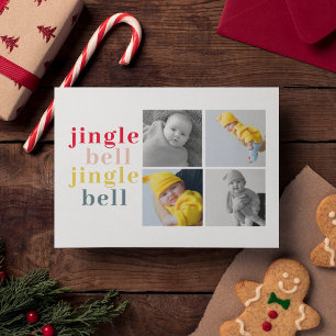 Collage Vier Foto's   Colorful Jingle Bell Briefkaart