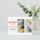 Collage Vier Foto's | Colorful Jingle Bell Briefkaart (Staand voorkant)