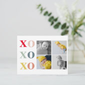 Collage Vier Foto's | kleurrijke XoXoXo Briefkaart (Staand voorkant)